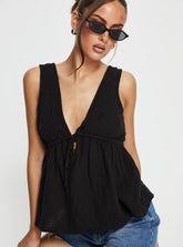 Dianna Babydoll Cami Top Black