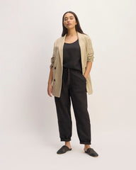 The Linen Pull-On Barrel Pant | Black