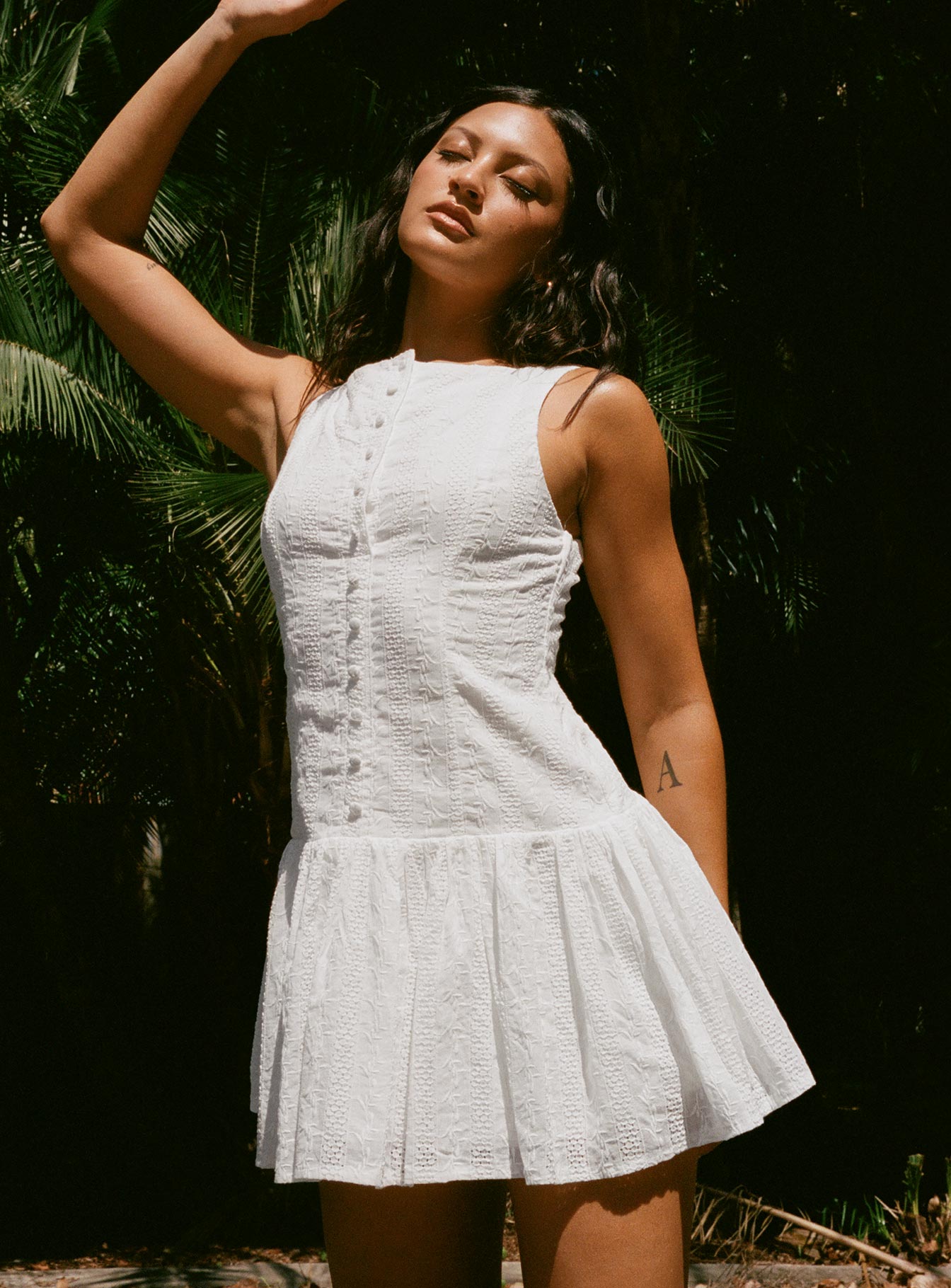 Sweeter Places Embroidered Mini Dress White Petite