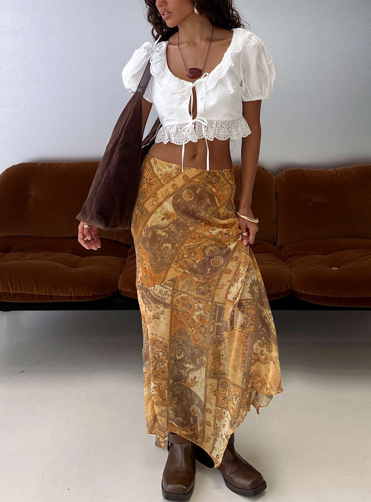 Lyanna Hanky Hem Maxi Skirt Multi
