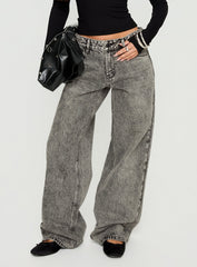 Serenitia Mid Rise Relaxed Jeans Washed Grey