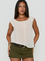 Sidra Off Shoulder Sheer Top Cream