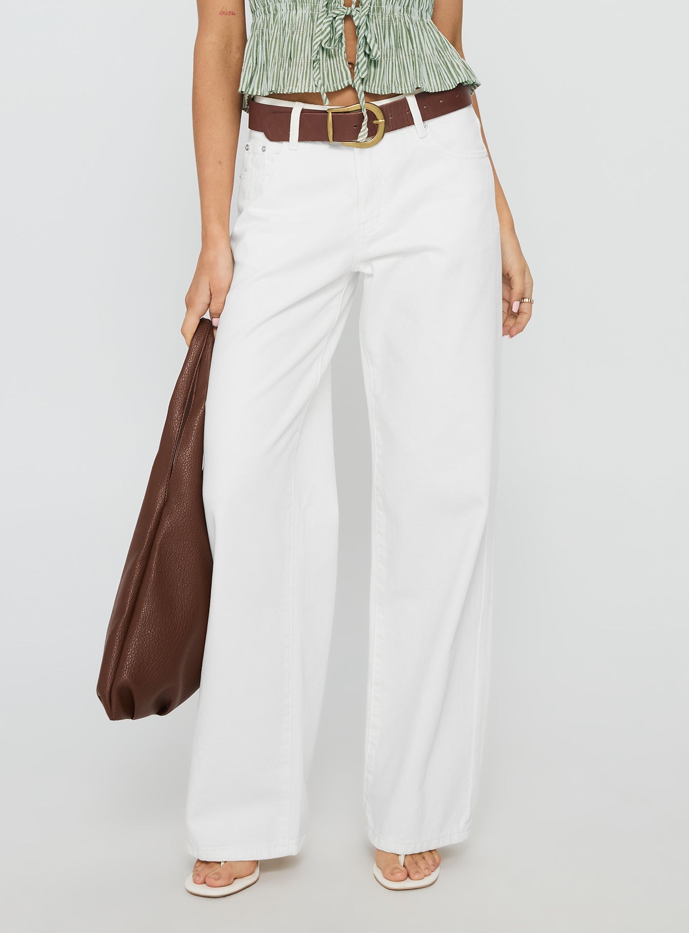 Serenitia Mid Rise Relaxed Jeans White Wash