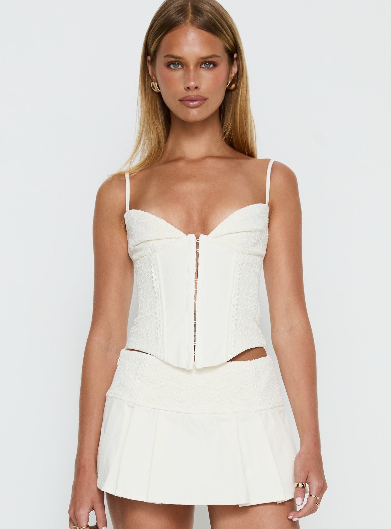 Francee Lace Corset Top Cream