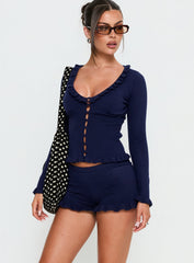 Ceria Frill Knit Shorts Navy