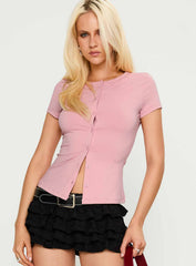 Are We Clear Button Up Top Pink
