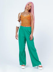 Louis Linen Blend Pants Green