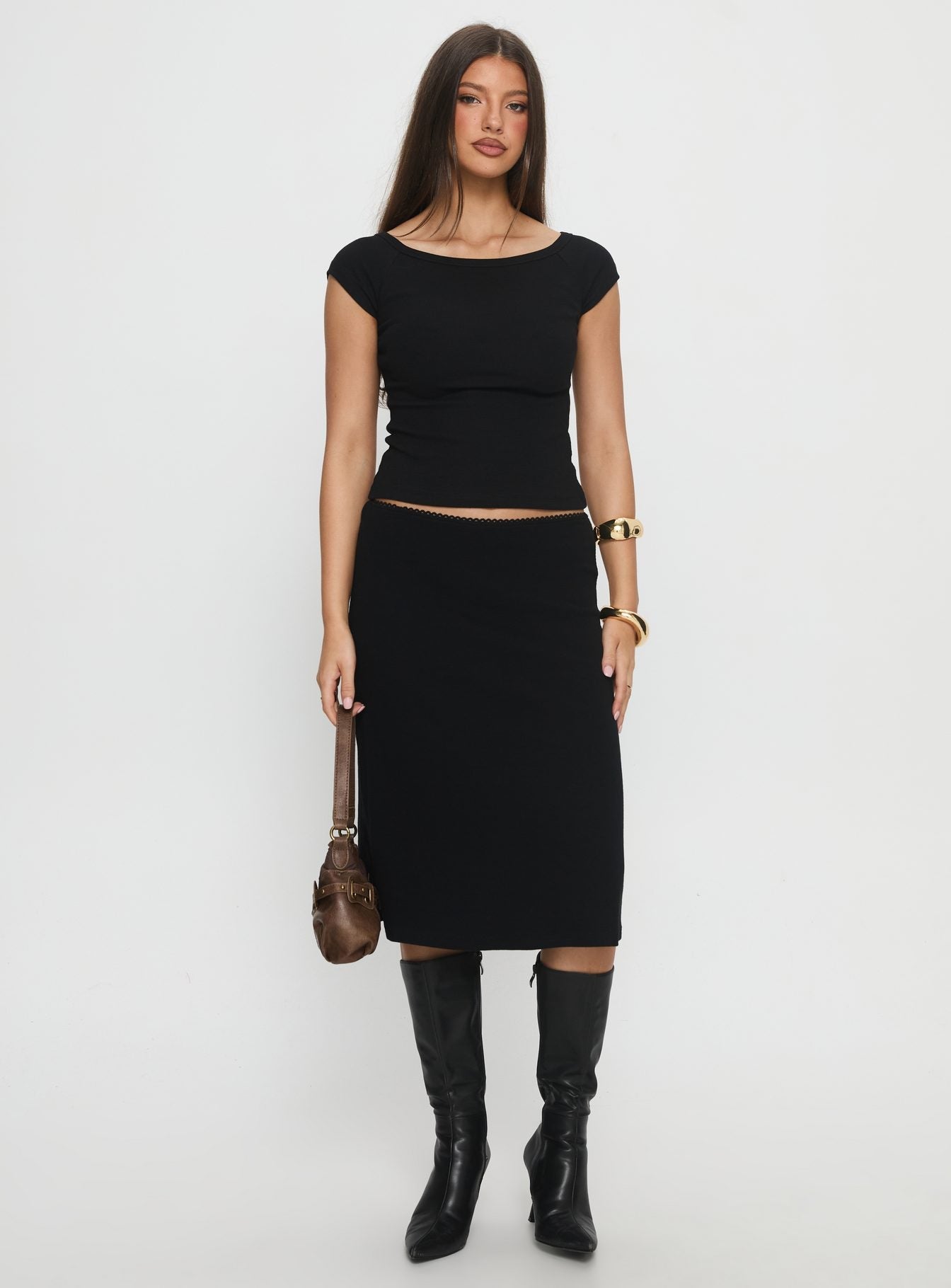 Baseline Boat Neck Top Black