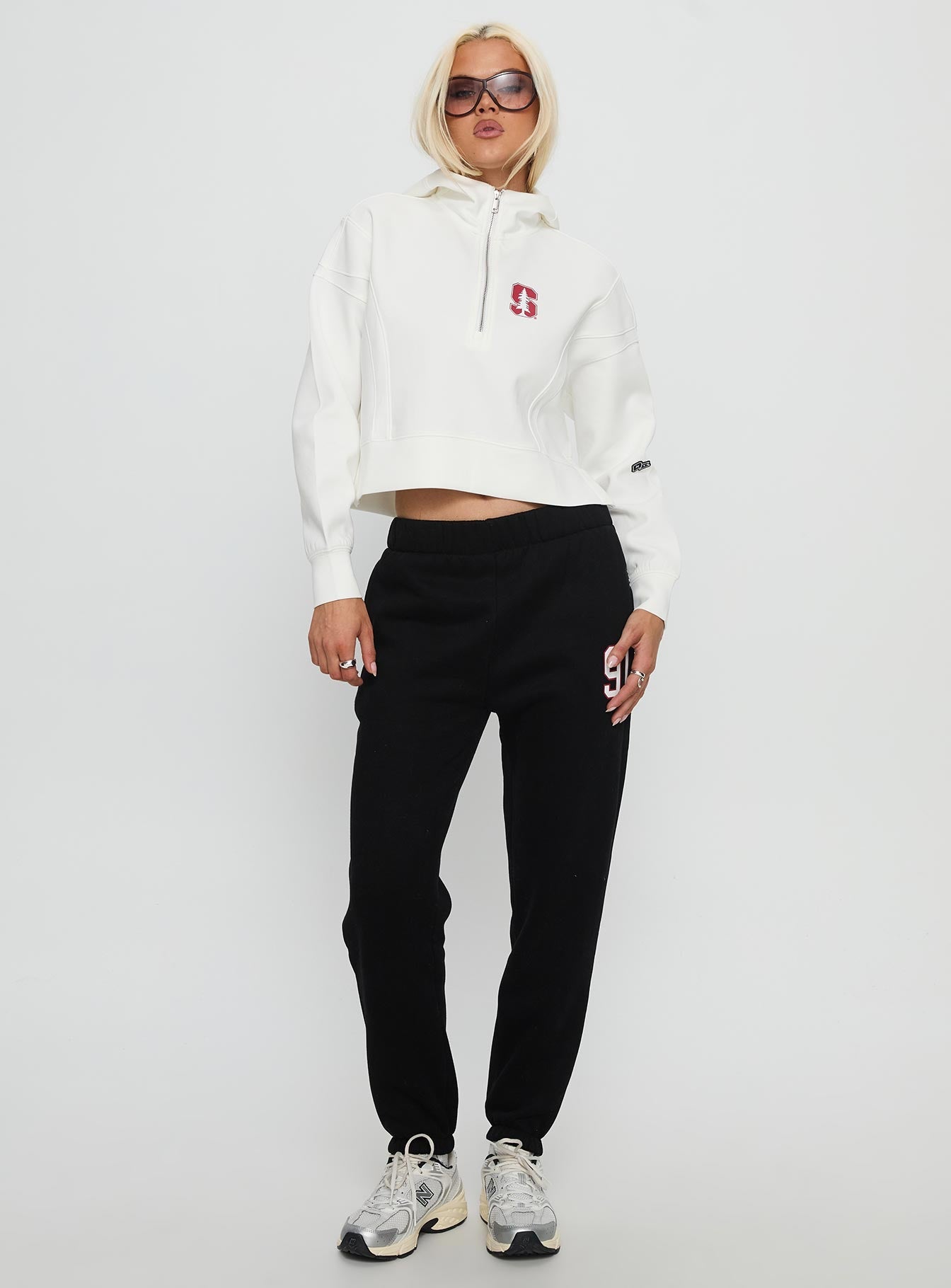 Stanford Buttersport Half-zip Hoodie White