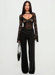 Karmel Lace Long Sleeve Top Black