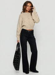 Trevonn Button Up Knit Cardigan Beige