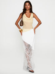 Pretty Little Fears Cowl Neck Top Beige