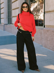 Paltrow Mid Rise Wide Leg Cargo Jeans Black