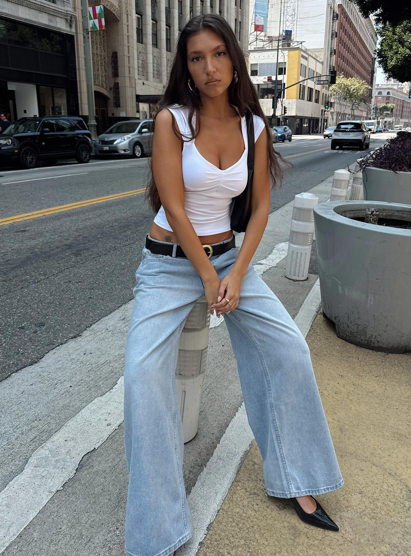 Ramos Low Rise Wide Leg Jeans Light Blue Wash Petite