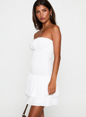 Delfie Strapless Mini Dress White