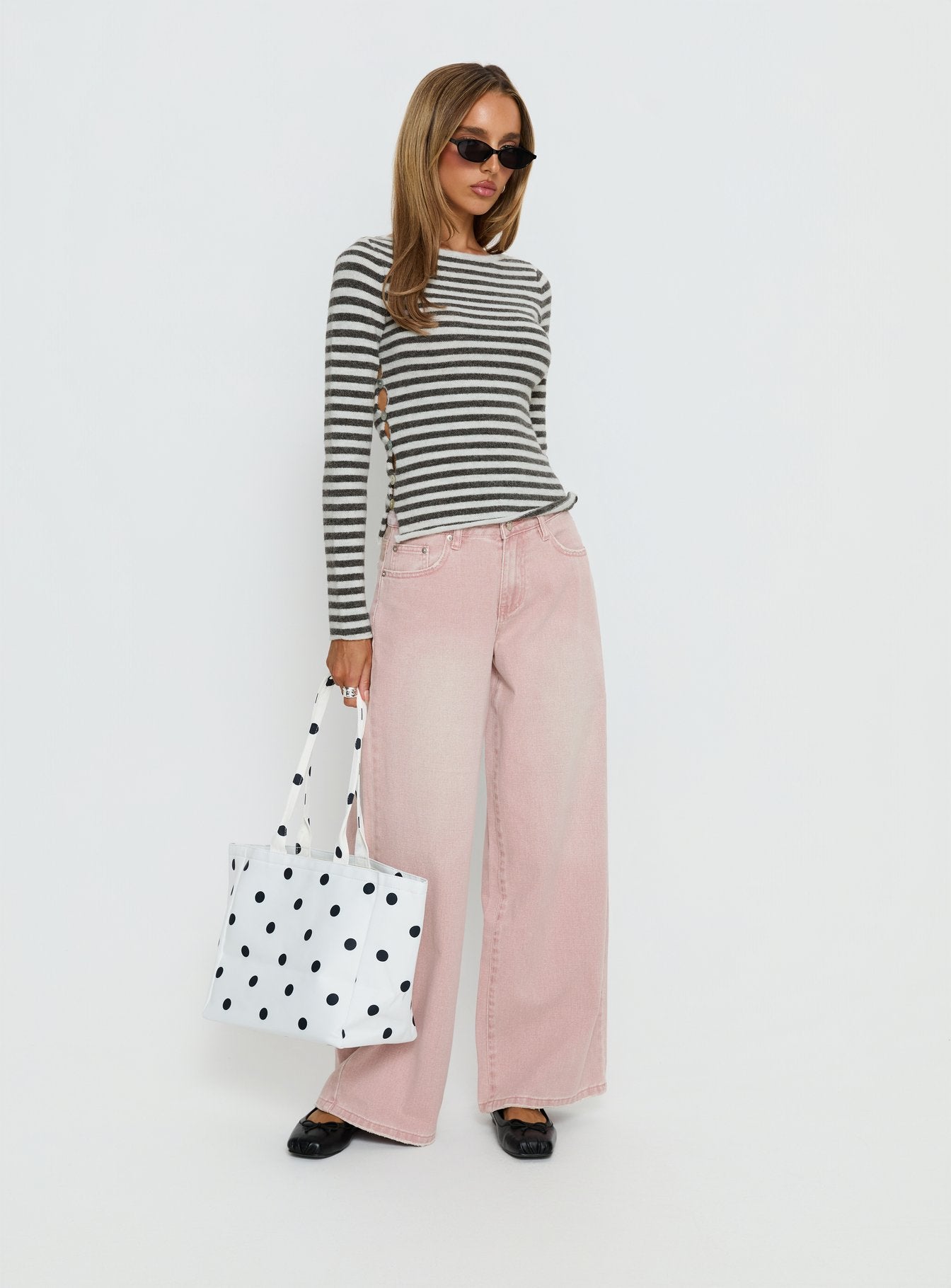 Lucky Dip Mid Rise Straight Leg Jeans Washed Pink
