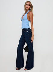 Rearview Low Rise Bootleg Jeans Dark Blue