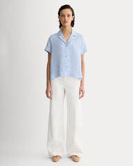 The Notch Shirt in Linen | Light Blue