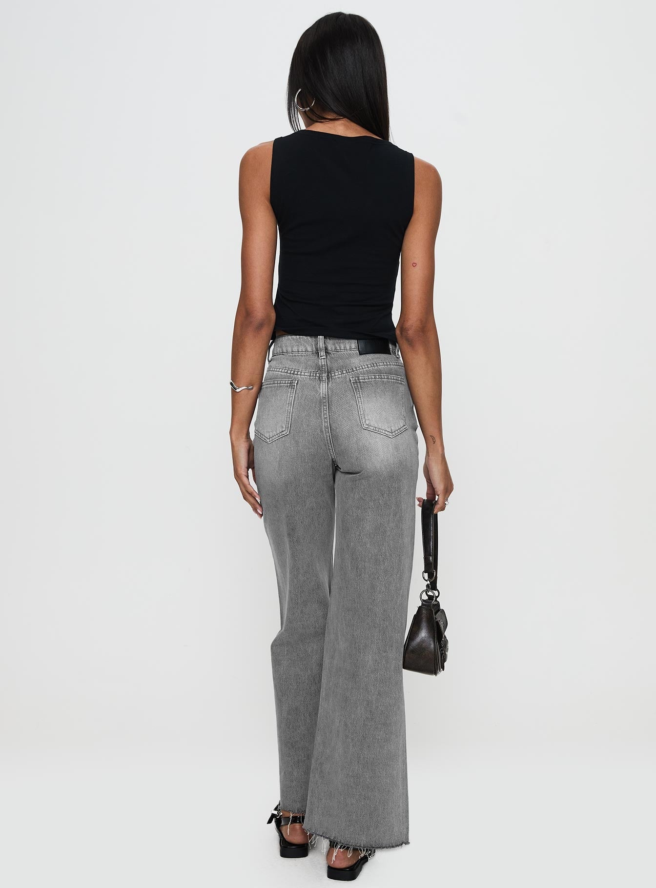Henesey High Rise Straight Leg Jeans Washed Grey
