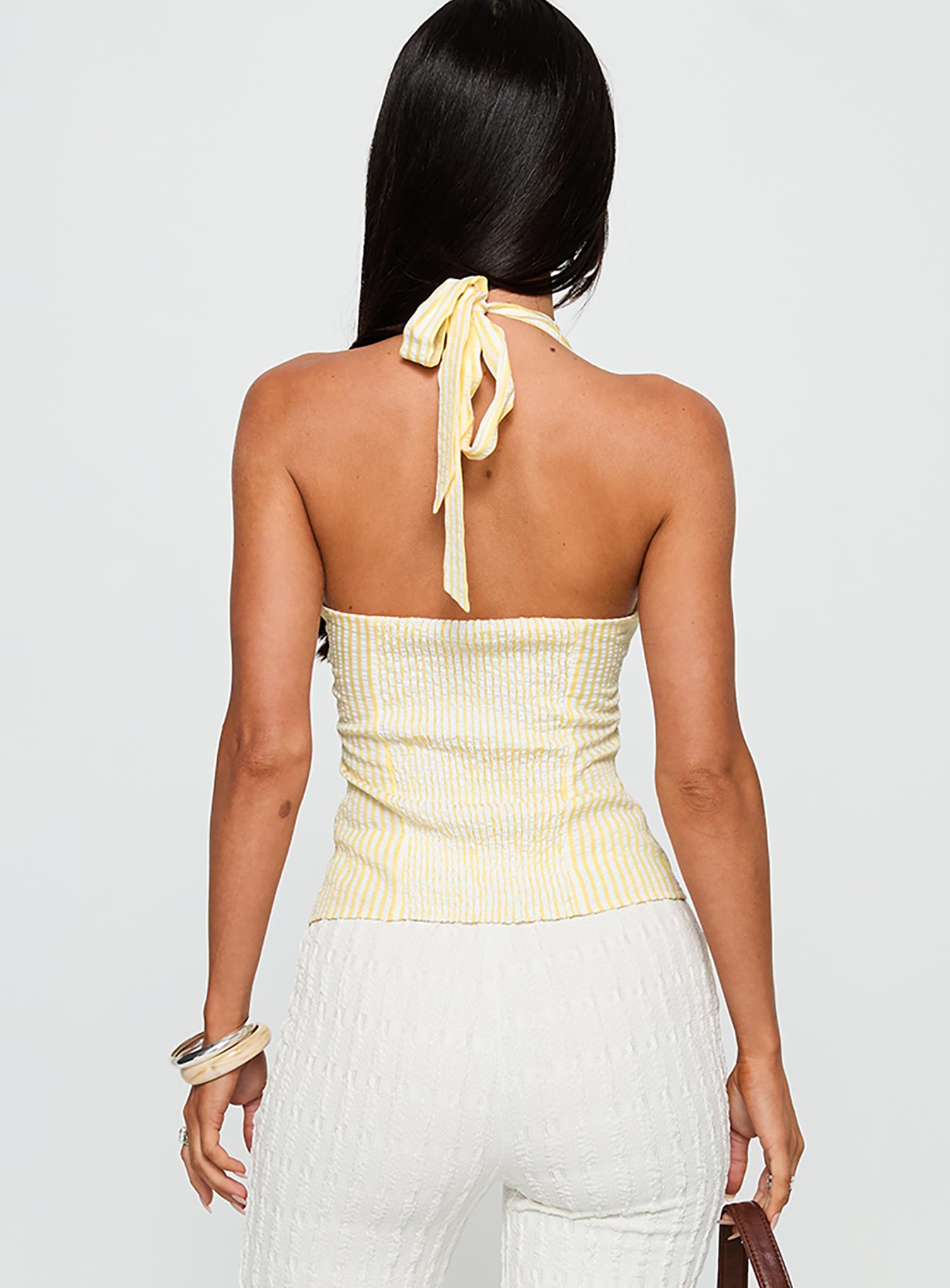 Old Friend Halter Top Yellow Stripe