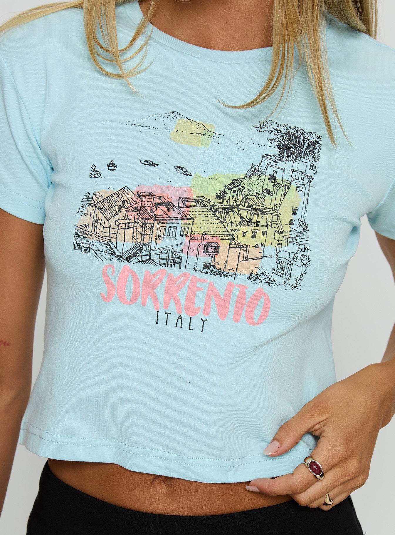 Love From Sorrento Graphic Top Blue