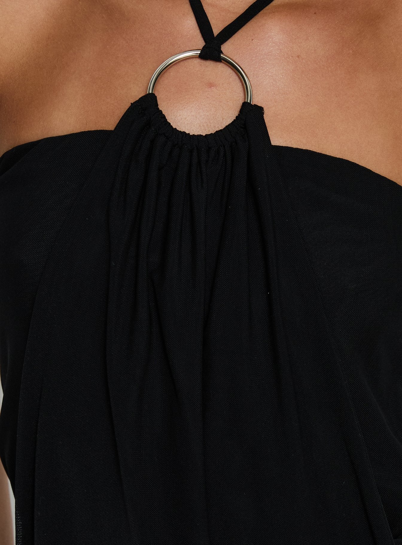 Hedlea Draped Ring Detail Mini Dress Black