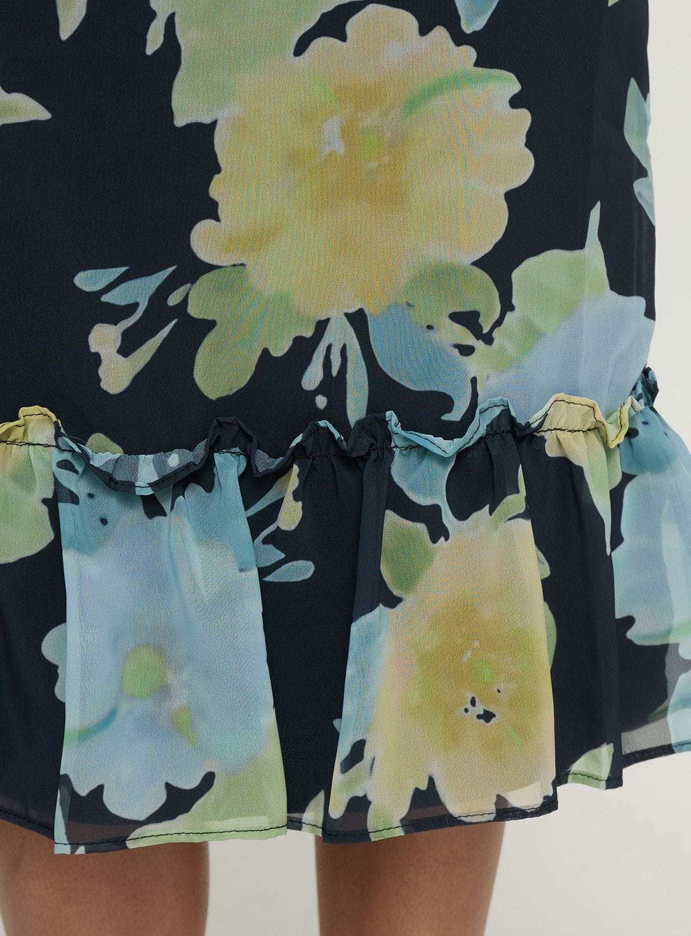 Tarla Midi Skirt Crystal Black Flower