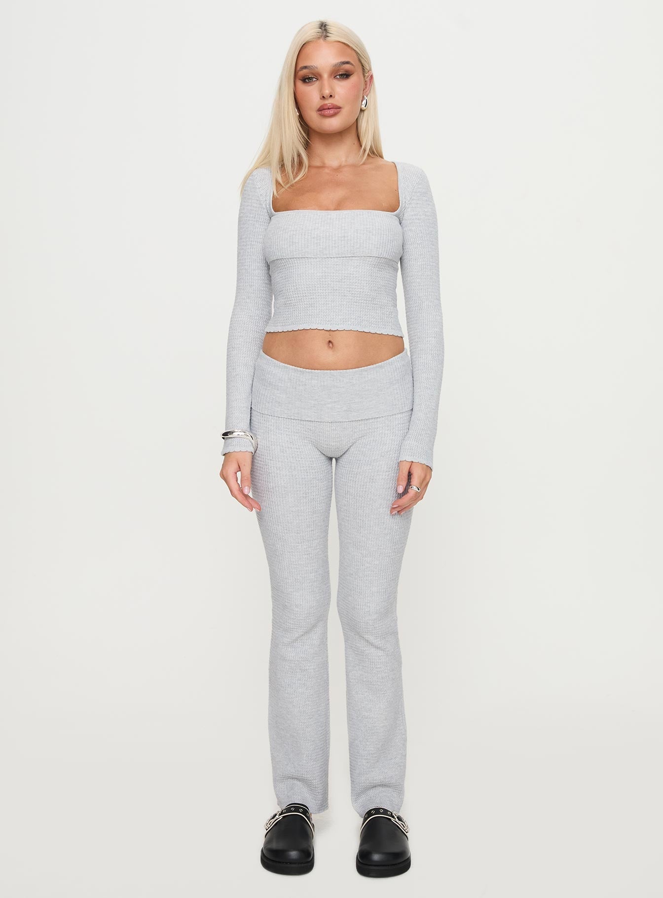 Closed Eyes Long Sleeve Top Grey