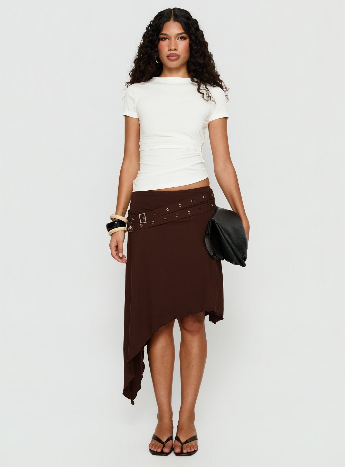 Chelese Cut Out Ruched Top White