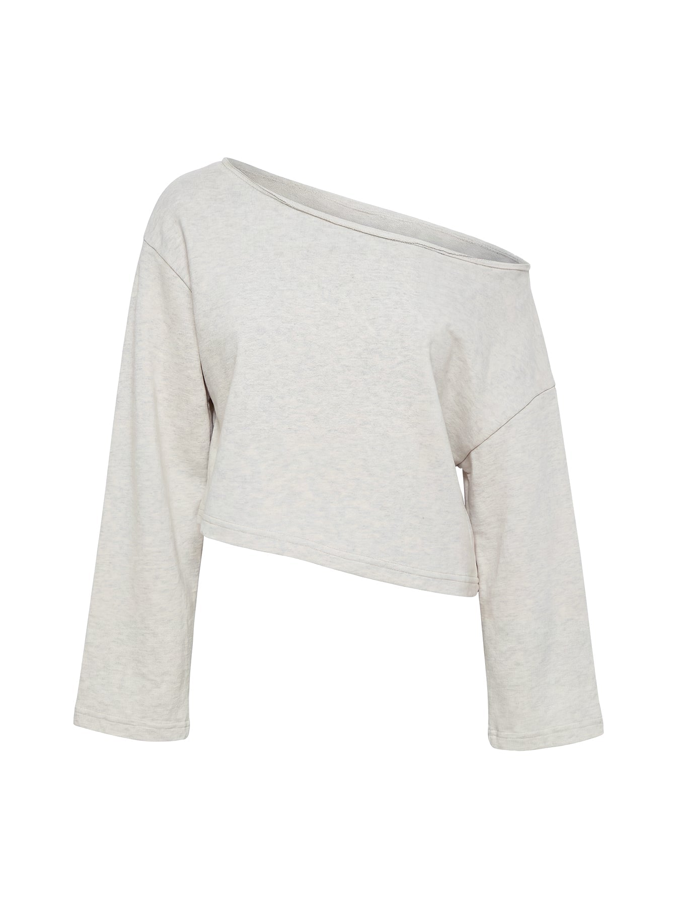 Retreat Raw Edge Off Shoulder Jumper Snow Marle