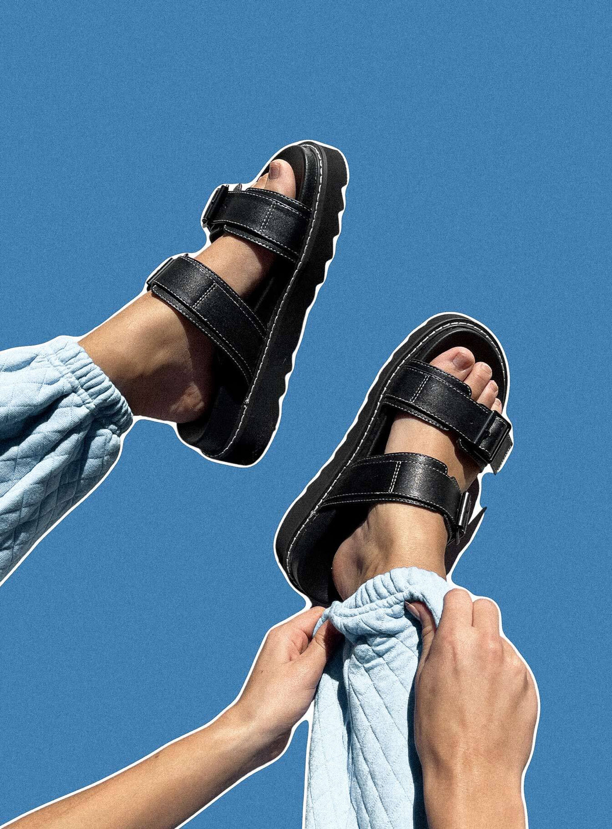 Ma Belle Sandals Contrast Stitch black