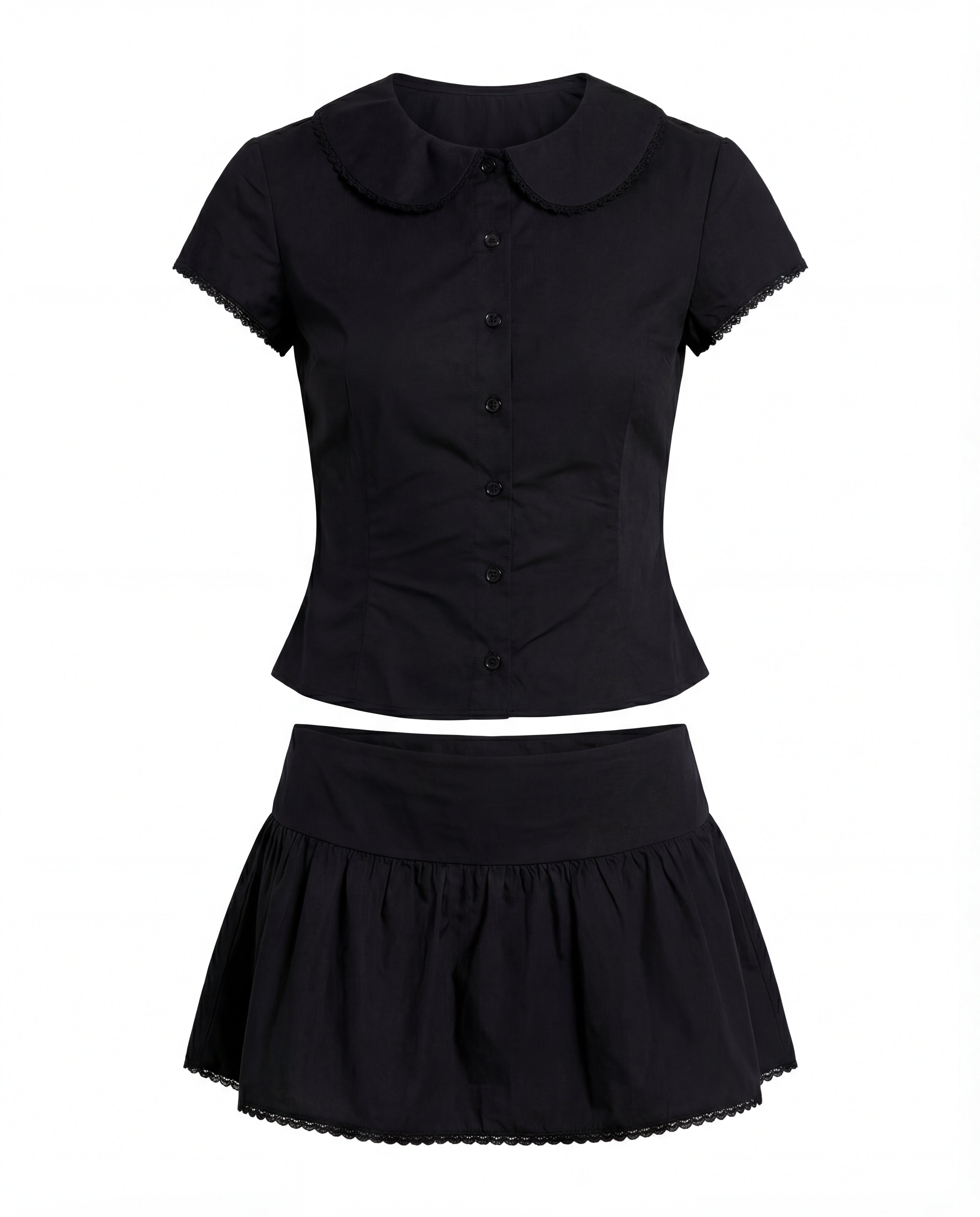 Sweet Treat Button Up Set Black